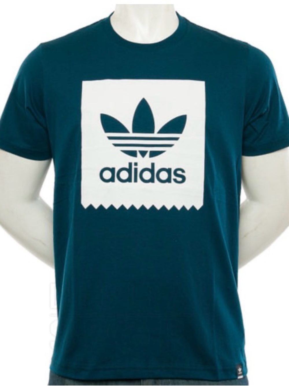 Adidas Teal Short Sleeve Trefoil Logo BlkBird Tee Size L
